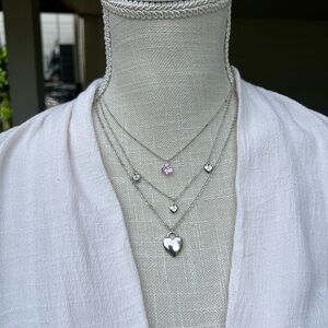 Chinese Laundry Silver and Pink Layered Necklace
